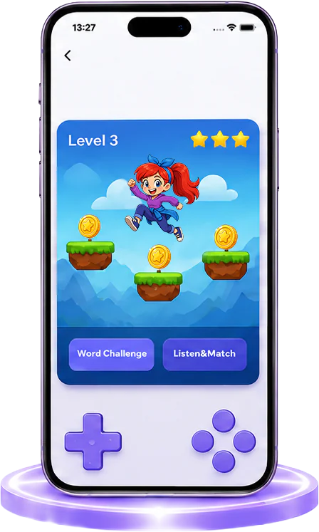 Take tests and play games to challenge yourself. app screen